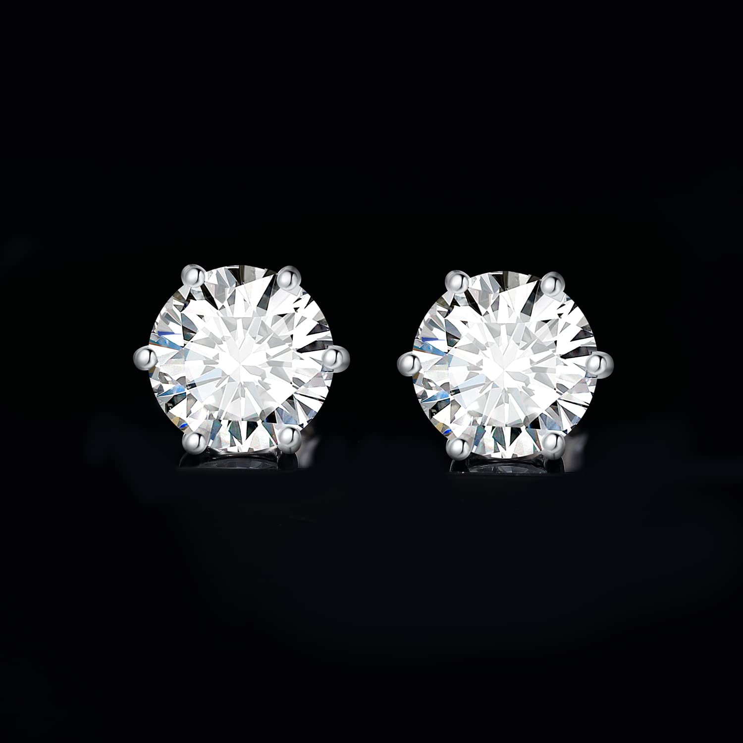 JewelryPalace Rundschliff Moissanite Solitär Ohrstecker Silber 925 Damen, Simulierter Diamant Braut Schmuck Set, Ohrringe Silber Mädchen Edelstein, Ohrstecker Silber Klein mit Stein Geschenk Frauen
