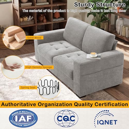 Image of Hanherry 70 inch Loveseat Sofa for Living Room, Modern Comfy Couch with Medium Firm Seat Cushion, Removable Cover,Wide Armrest,USB /Type-C Port,Chenille Fabric Couches for Small Space,Apartment,Bedroom
