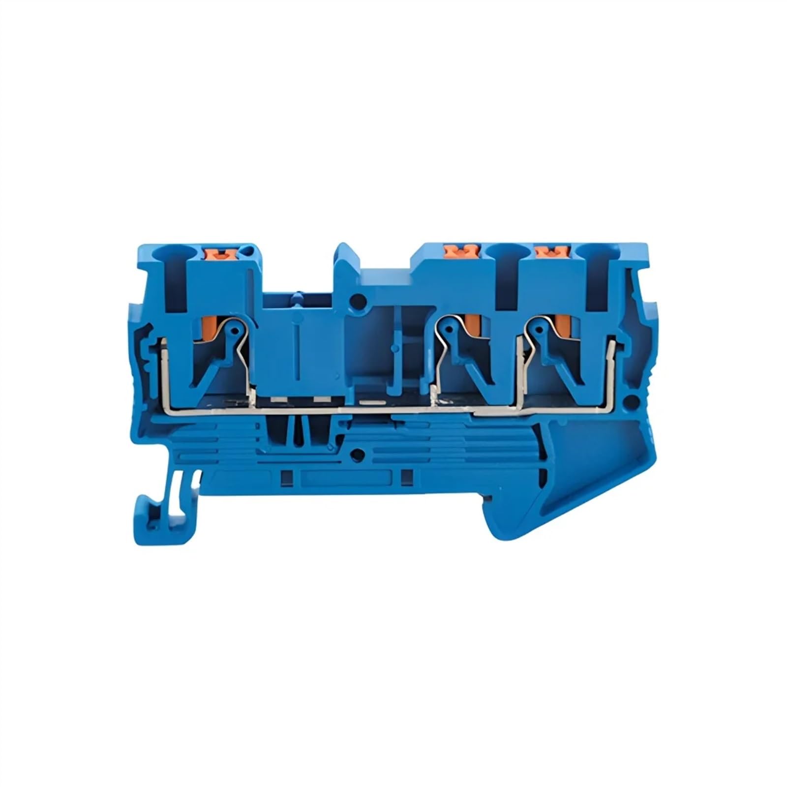 Terminal Block Din Rail Mount PT 2.5-Twin 3 Conductors Push in Spring Screwless Feed Through Wire Conductor 10pcs Wire Connector(Blue)