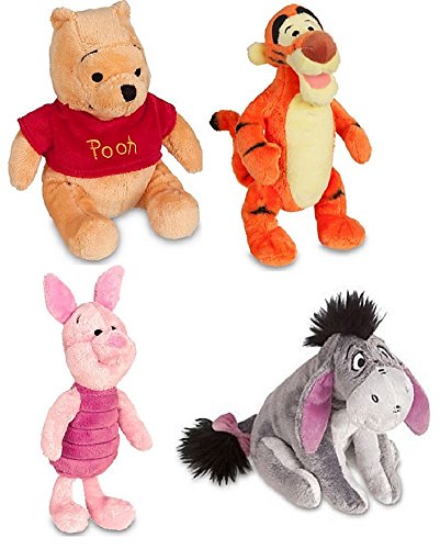 Disney Store Original Winnie the Pooh Plush Set of 4 with Piglet, Tigger, Winnie and Eeyore