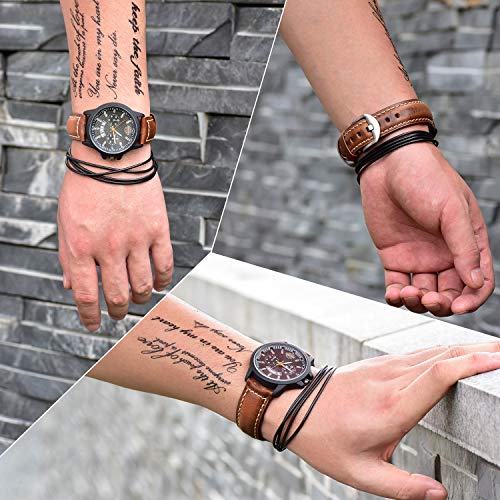 Eache Vintage Leather Watch Band Watch Strap Oil Wax Genuine Leather Replacement Watchband For Men For Women 22Mm Light Brown Silver Buckle #TOP1