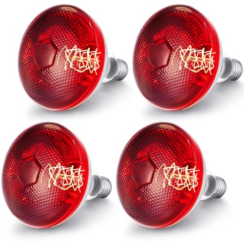 Image of 4 Pack Infrared Heat Lamp for Chickens 150 Watt 120v Thickened Red Heat Lamp Bulbs for Food Service, Reptile, Pet, Bathroom, Light Therapy Use E26 Base