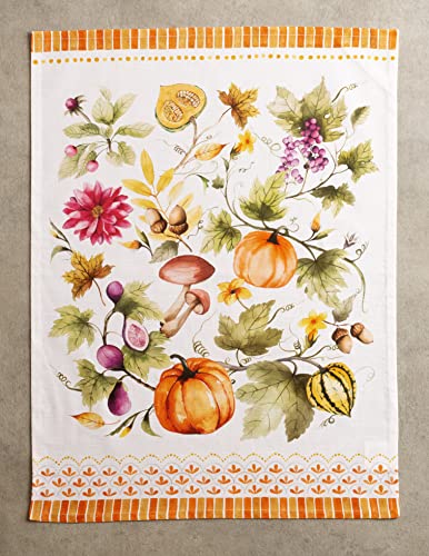 Maison d' Hermine Kitchen Towels Set of 3 100% Cotton 70 CM x 50 CM Reusable Cloth Tea Dish Towels Absorbent with Hanging Loop for Kitchen Dining Christmas Decorations (Pumpkin Garden - Image 2