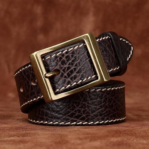Sress Belts Classic Belt Embossed Stitching Belts 5mm Thicken Gold Square Buckle Belt for Men Soft Casual Belts4