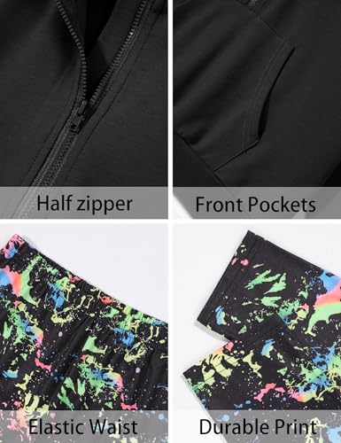 Image of Girls Clothes 2Pcs Outfit Set with Zip-up Top and Trendy Printed Pants Teen Girl Clothes 6-14Y