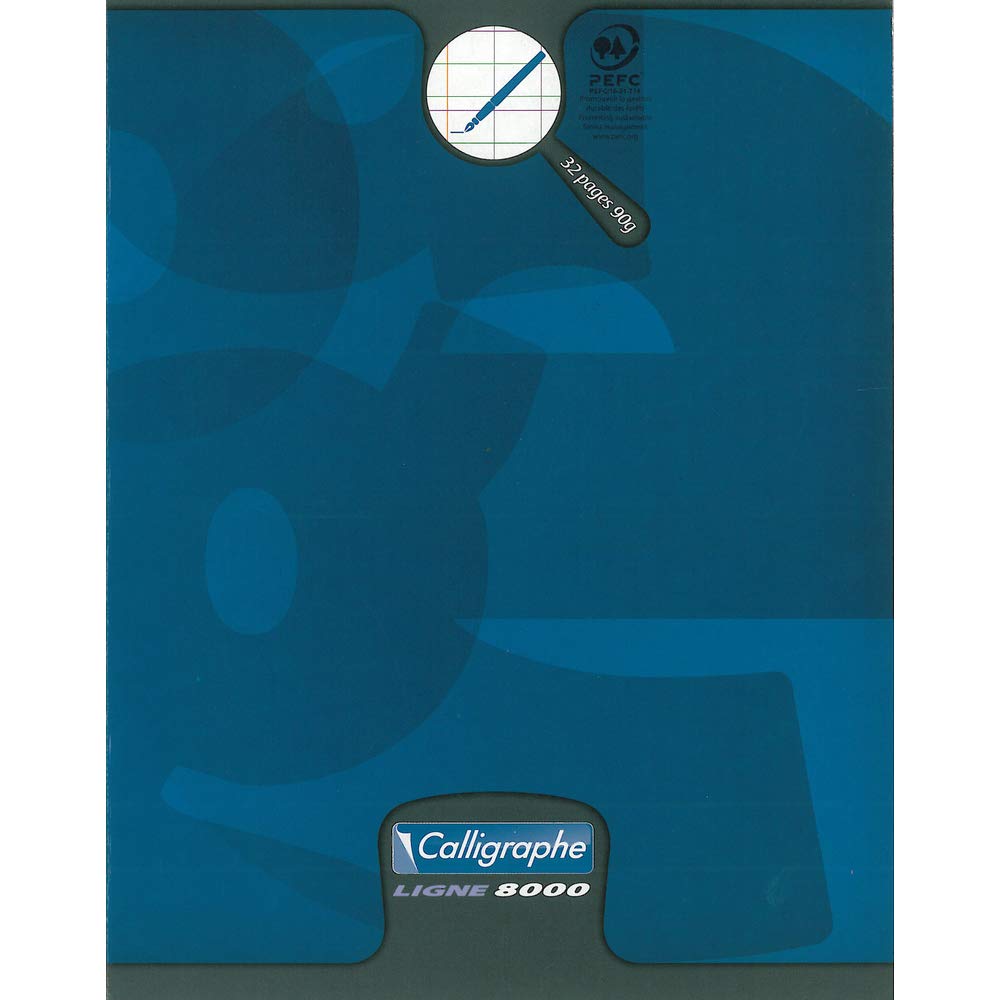 Calligrapher 108705C Blue Stapled Writing Notebook Clairefontaine Brand), 17x22cm, 32 Pages Double Line 3 mm Vertical Spacing