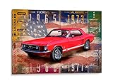 INTALENCE ART Classic Retro Ford Mustang Wall Art Decor. Vintage, Old American Red Muscle Car Print...