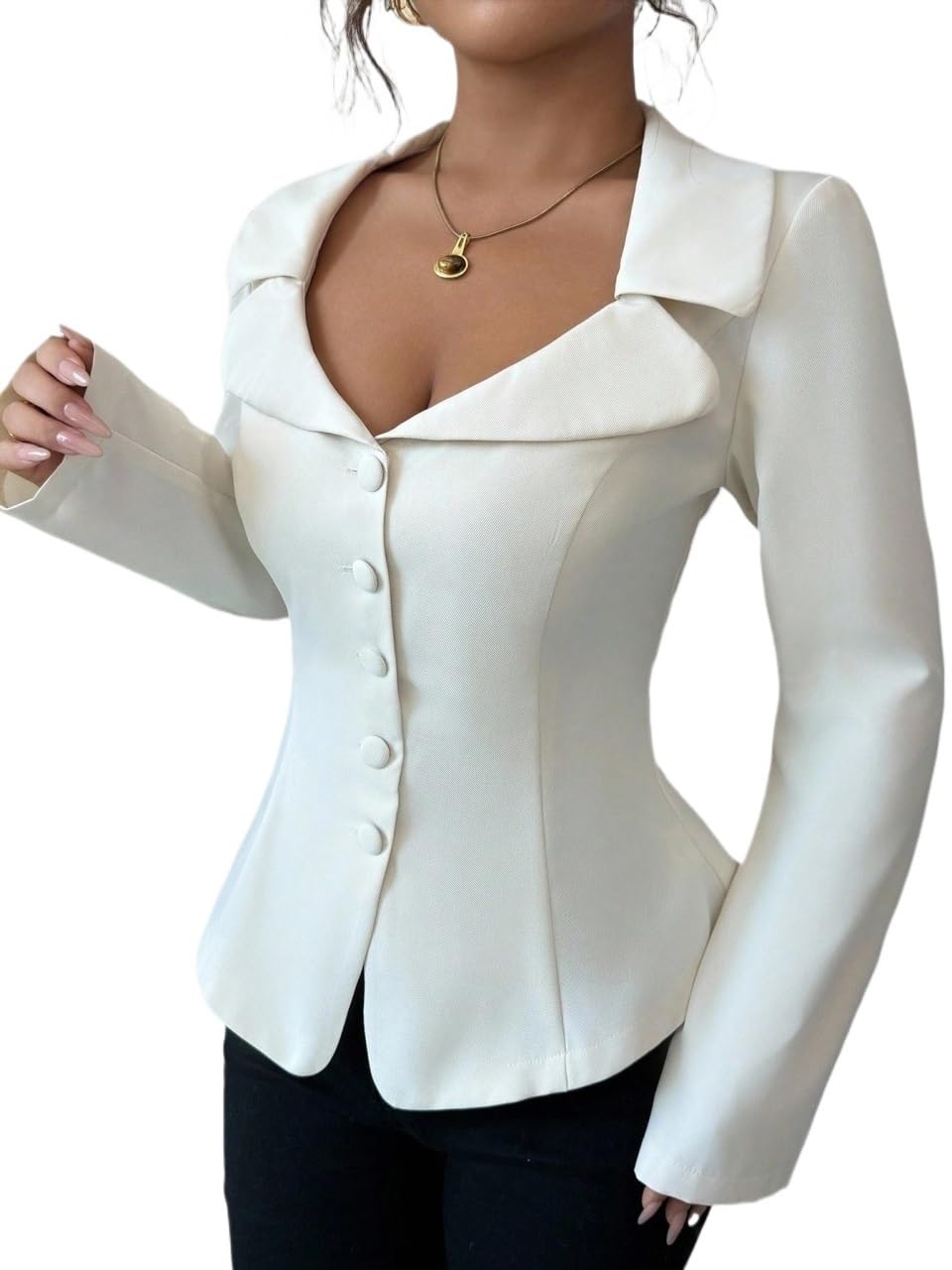 Womens Work Blazers Business Casual Autumn Winter Notched Collar Asymmetric Slim Fit Blazer Fall Cloth