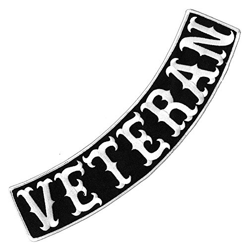 VEGASBEE® Veteran Patch Embroidered Iron-On Patch Jacket Rider Vest Rocker Size 12