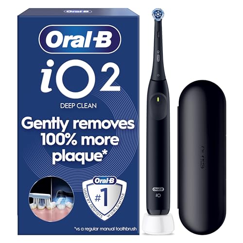 Oral-B iO2 Night Black Electric Toothbrush 1 Toothbrush Head 1 Travel Case Designed by Braun