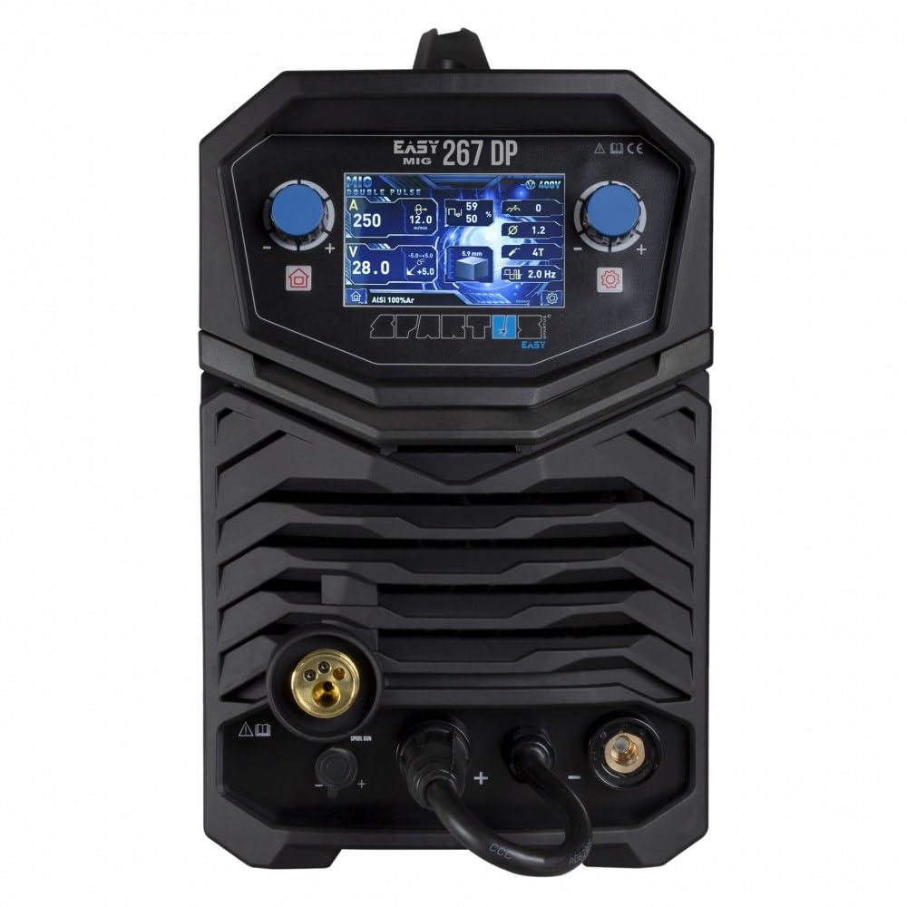 SPARTUS MIG MAG - Saldatrice a gas protettivo, 400 V, 250 A, inverter a doppio impulso per alluminio e acciaio, sinergica, azionamento a 4 rulli, EasyMIG 267 DP Bestschweissen.de