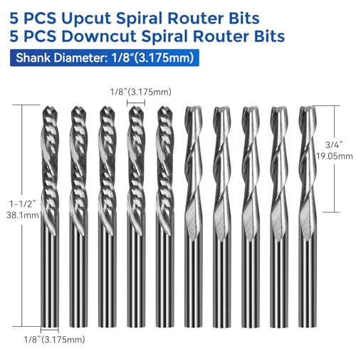 40pcs End Mills CNC Router Bits with Milling Bit Storage Tray, 1/8" Shank CNC Cutter Milling Carving Bit Set Including 2-Flute Flat Nose & Ball Nose, V-Bit with Nano Blue Coating Bits - Image 5