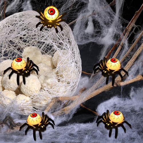 Luces de ojo de araña YBB para decorar mesas dulces y rincones oscuros de Halloween 6