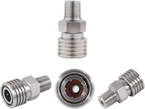 Miniatura 6 de Adaptador de conector de desconexión rápida hembra de 1/8 NPT a rosca macho de 0.315 in, acero inoxidable, accesorios de carga PCP Paintball con