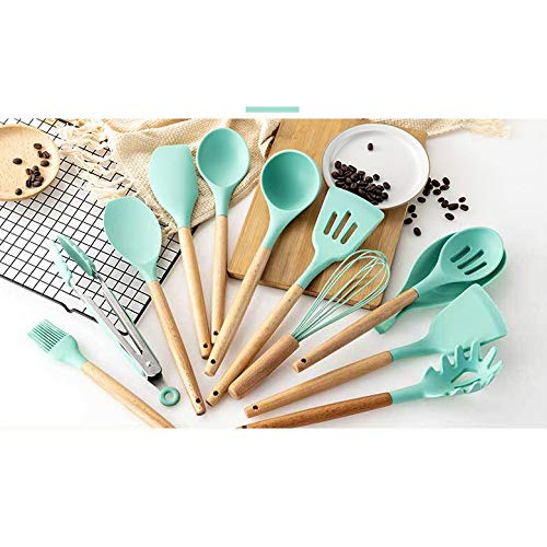 Set di Strumenti da Cucina Pinze per tornitura in Silicone Premium Spatola Cucchiaio da zuppa Pala Antiaderente Pennello per Olio Attrezzo da Cucina