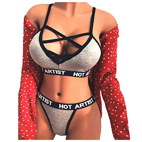 Reviews de Saltos de cama y Camisolas para Mujer Top 10. 41 KSDFIUHAG Saltos De Cama Y Camisolas para Mujer Conjunto De Ropa Interior De Mujer Lencería Sexy Calzoncillos De Sujetador Ahuecados, A, XL