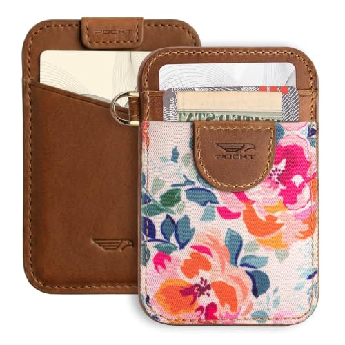 Image of POCKT Elastic Card Holder Wallet for Women and Men, Genuine Leather Slim RFID Blocking Front Pocket Credit Card Holder, Cute Small Minimalist Wallet | Season
