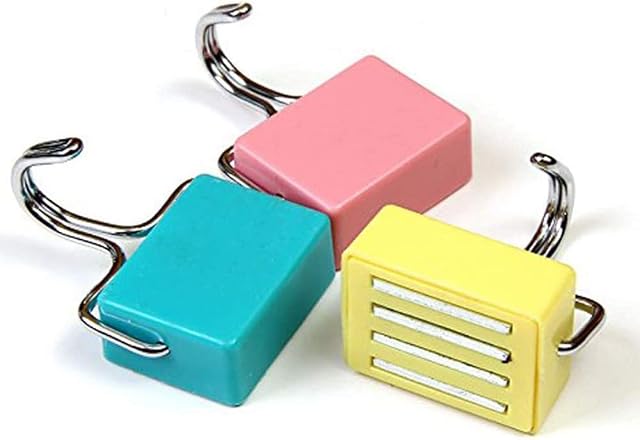 Shineus All-Purpose Magnetic Hooks Kitchen Strong Magnetic Hooks for Keys,Coat,Fridge and Doors Pastel Pink, Yellow, Blue (3PCS)