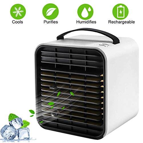 Lelekey Portable Air Conditioner Fan,USB Rechargeable Personal Mini Desktop Evaporative Cooler Humidifier Purifier