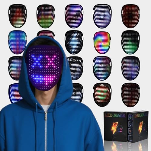 MiniLuxis LED Gesture Sensing Light-Up Mask – USB-C Rechargeable, 50+ Patterns, Super Long 8H Runtime – Perfect for Christmas, Halloween, Cosplay, Festivals, Party Costume - image 1