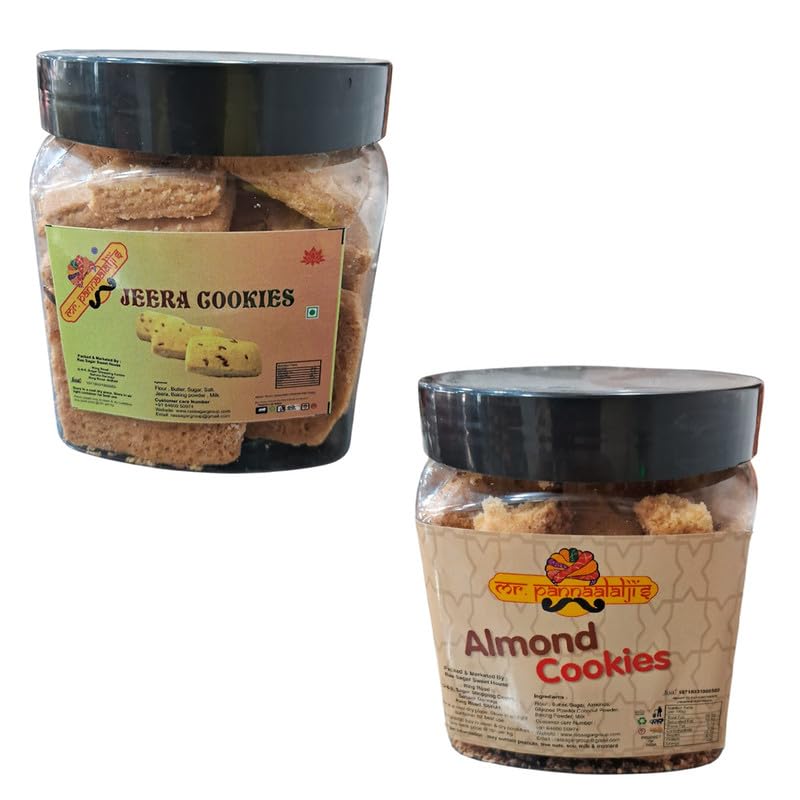 Ras Sagar Sweet House Jeera Cookies+ Almond Cookies | Tea Time Cookies | 200g x 2 (400g)