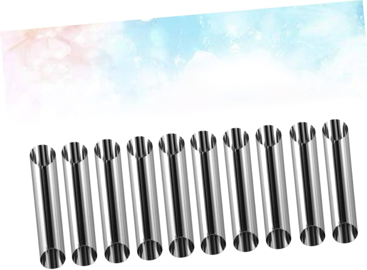 10pcs Connoli Form Molds Reusable Stainless Steel Cylindrical Shaped for Baking Pastry and Desserts