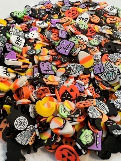 Miniatura 3 de BGM Creations - 2,000 piezas de arcilla polimérica de Halloween para suministros de limo, arte de uñas, adornos de manualidades de Halloween