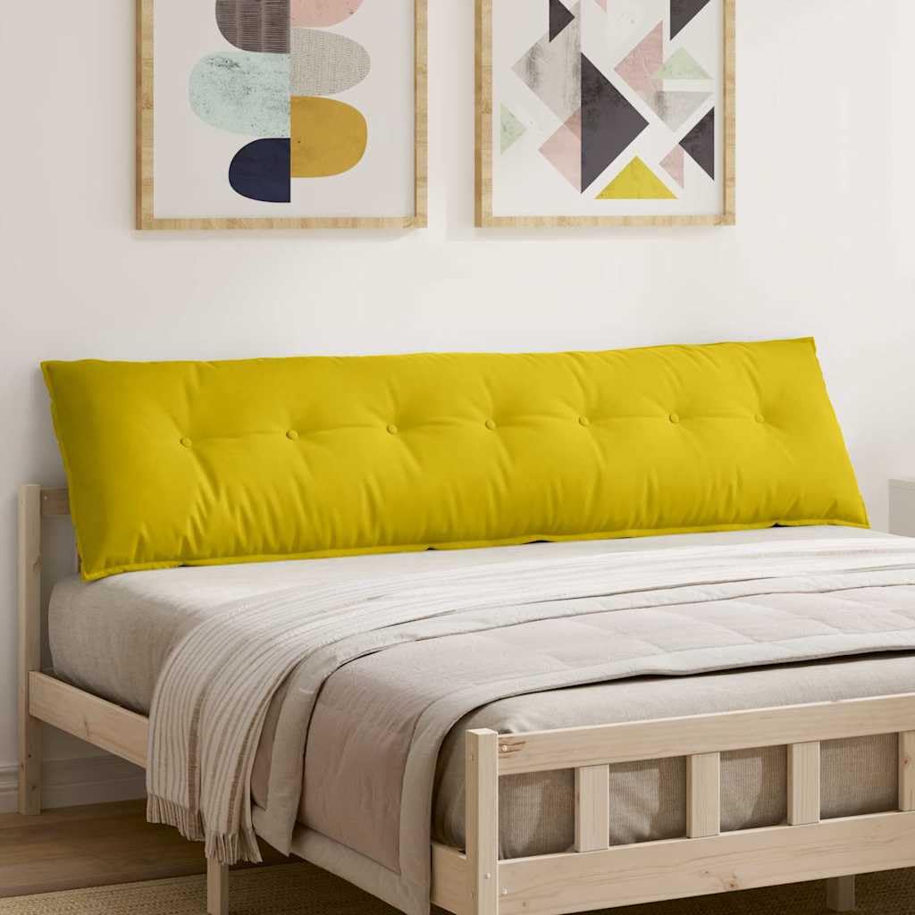 Coussin de dossier rectangulaire en velours jaune avec fermeture éclair