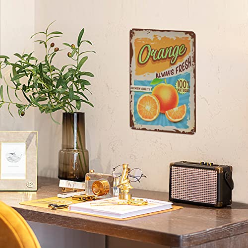 Jzzang Vintage Orange Tin Sign - Fruit Aluminum Sign - Retro Decorative Sign Wall Decor Home Decor,8X12 Inch #TOP3
