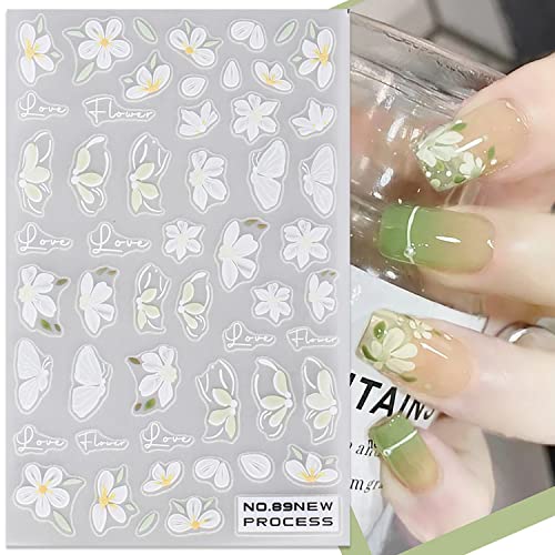 6Sheets Flower Nail Art Stickers Exquisite Spring Floral 3D Self-Adhesive Nail Decals Daisy Sakura Leaf Designs Nail Art Decorations Diy Manicure Accessories For Women Girls Nail Supplies #TOP2