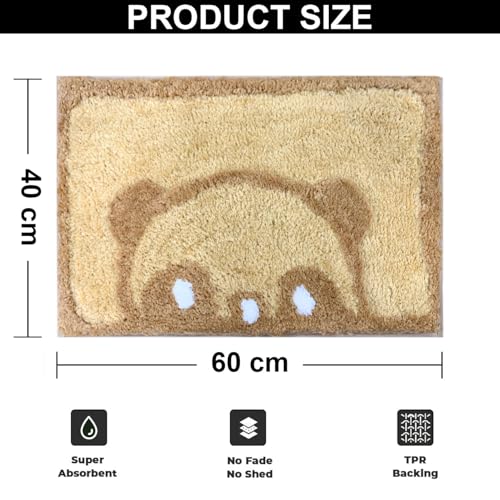 Image of Luxe Home Bath Mat Canada Panda Super Soft Anti Skid Slip Water Soak Washable Door Mats for Home, Bathroom Mat, Floor Mat, Kitchen Mat for Floor (40x60 cm) Gold