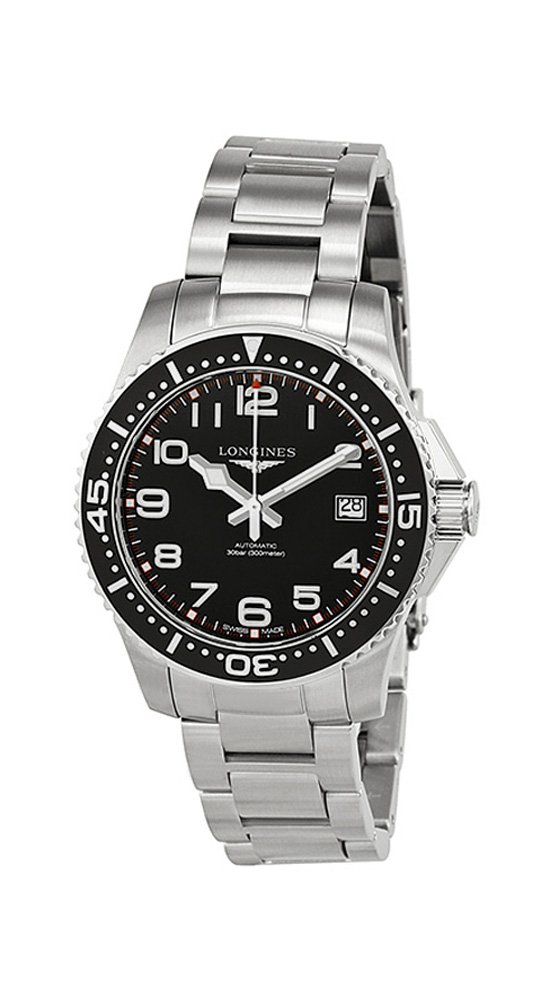 Longines Hydro Conquest Black Dial Stainless Steel Mens Watch