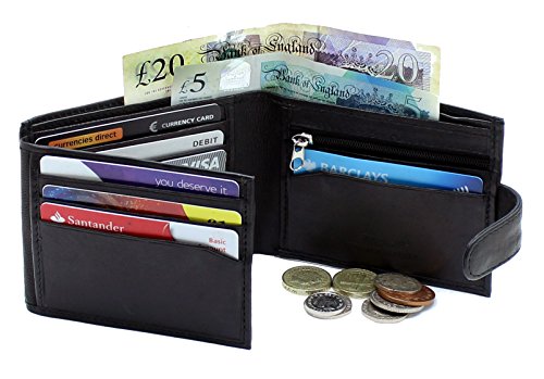 RAS Mens RFID Blocking Genuine Leather Trifold Wallet for Coins Cash and Id 94 Black - Image 3