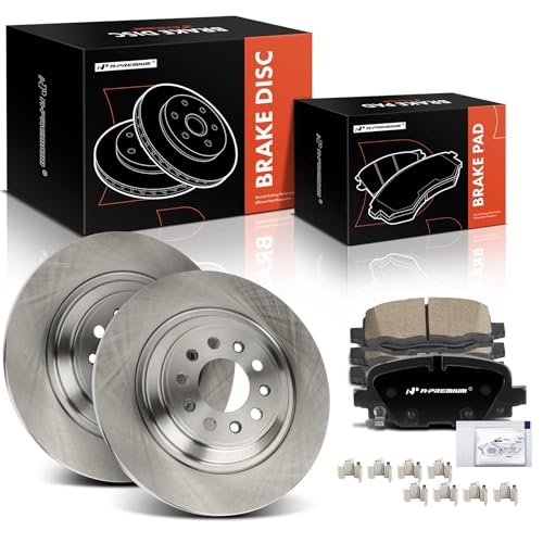 A-Premium 12.59 inch (320mm) Rear Solid Disc Brake Rotors + Ceramic Pads Kit Compatible with Select Jeep Models - Cherokee 2014-2021, 6-PC Set