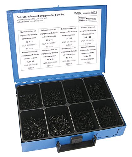 Dresselhaus Sortimente Bohrschrauben mit Linsenkopf und angepresster Scheibe 1 Stück, schwarz/verzinkt, 0/4499/000/8592/06