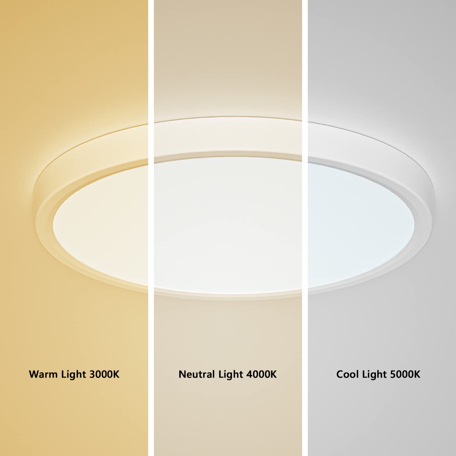 Lampa sufitowa LED 24 W, regulowana temperatura kolorów, 2347 LM Biurowe, dla łazienki, kuchni, przedpokoju i balkonu (3000K/4000K/5000K, 24W)