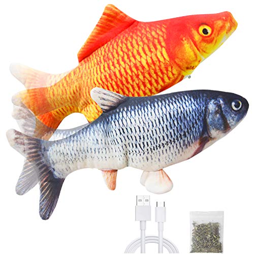 Malier 2-Pack Electric Interactive Fish Cat Toys