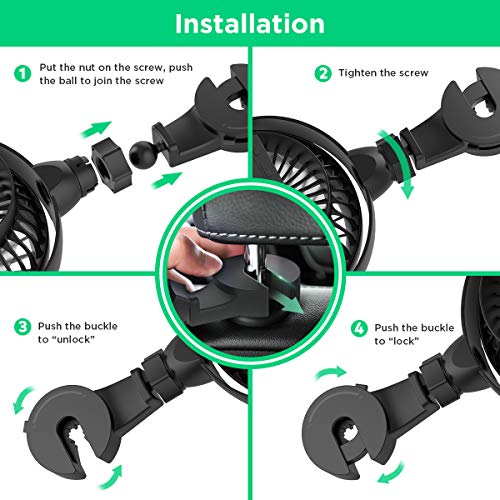 Lemoistar Car Fan, Usb Powered Car Circulator Fan With Multi-Directional Hook, 4 Speed, 360° Rotatable Personal Cooling Vehicle Fan For Car, Rear And Back Seat Passenger Pet #TOP3