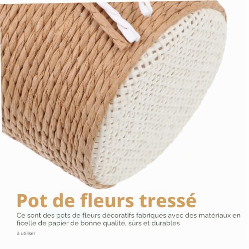 Cache-pots tissés miniatures panier fleurs papier imitation - 8