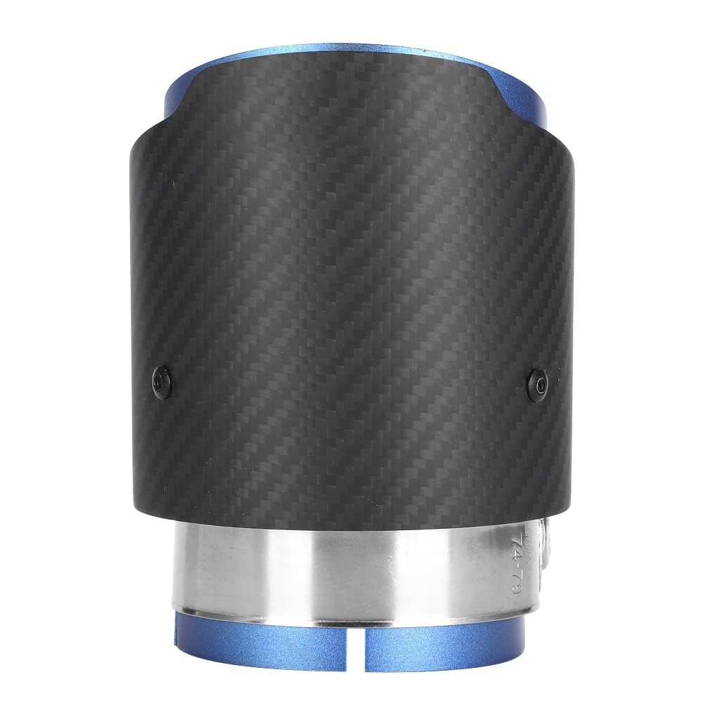 Garganta de Cola, Fibra de Carbono Entrada de 80 Mm Salida de 101 Mm Garganta de Cola Reemplazo de Punta de Tubo de Escape Mate de Lado Recto para CX5 CX4 (BLUE)