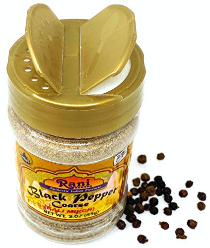 Rani Black Pepper Coarse Ground 28 Mesh (Table Grind), Premium Indian 3Oz (85G) Pet Jar ~ All Natural | Vegan | Gluten Friendly | Non-Gmo | Indian Origin #TOP1