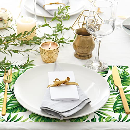 Anydesign Tropical Palm Leaf Paper Place Mats Hawaiian Luau Green Leaves Disposable Placemat 11 X 17 Inch Summer Decorative Paper Table Mats For Bridal Shower Wedding Birthday Supplies, 50 Pack #TOP2