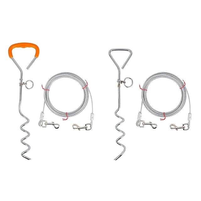 Foto 5 de 8 de Estaca de perro con cable de amarre para entrenamiento de perros para jardín al aire libre, patio trasero