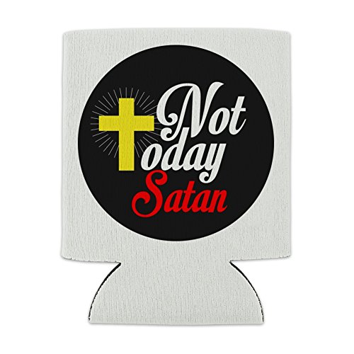 Not Today Satan Cross Christian Religious Can Cooler - Drink Sleeve Hugger Collapsible Insulator - Beverage Insulated Holder - Image 3