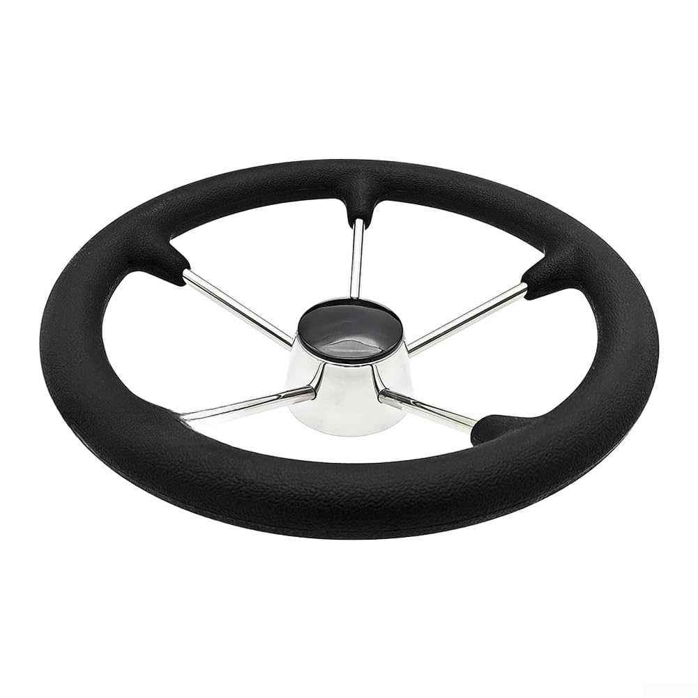 Volante per barca in acciaio inox 304, 11 pollici, nero