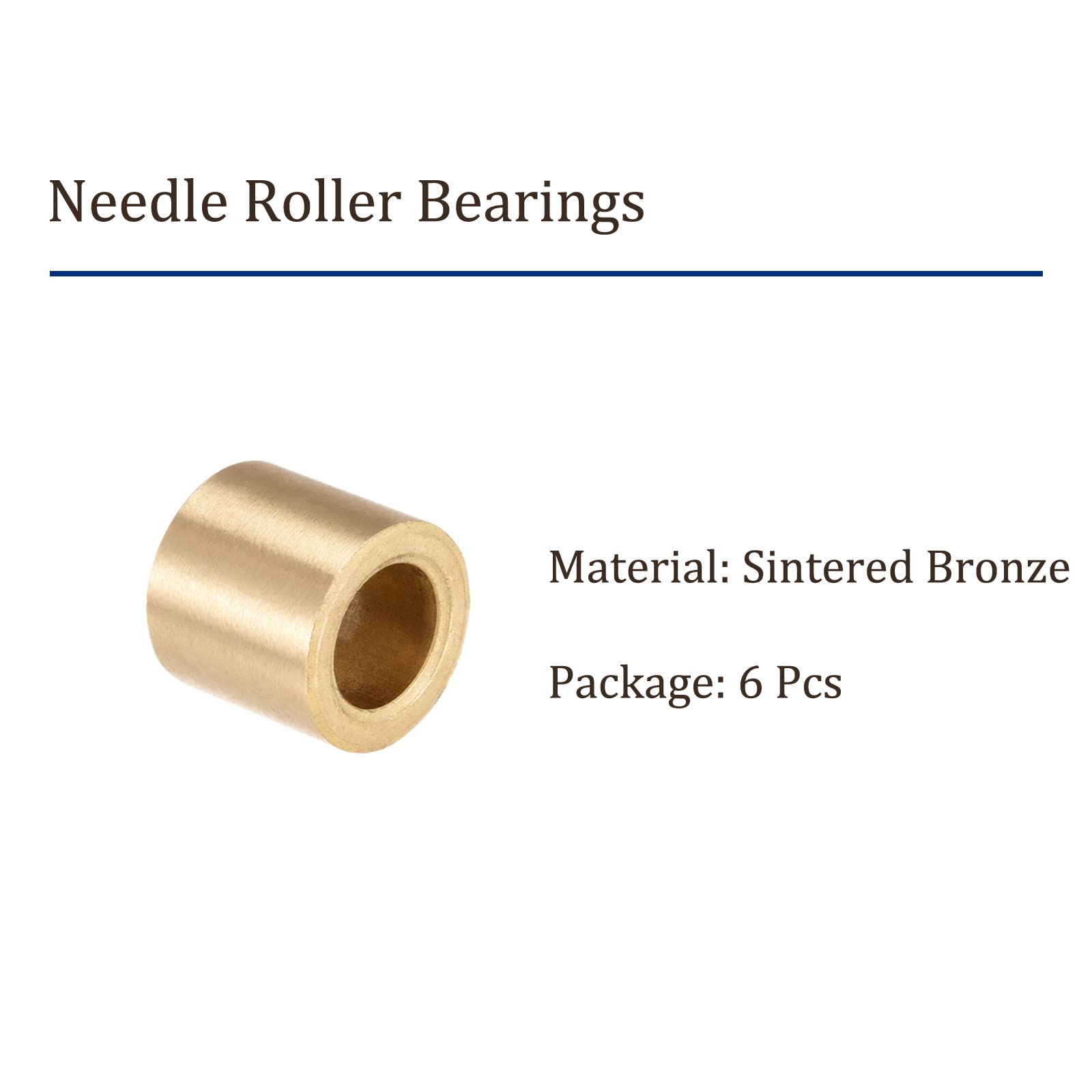 Kozelo 6pcs Sleeve Bearings - [10mmx16mmx15mm] Sintered Bronze Self-Lubricating Bushing for Machine Shaft Use