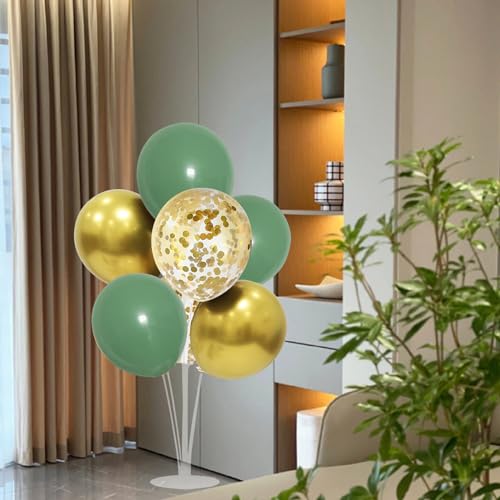 Image of ZJDHPTY 4Set Green and Gold Balloon Stand Table Centerpieces Party Decor | Woodland Baby Shower Bridal Shower Jungle Birthday Graduation Retirement St. Patrick's Day Easter Wedding Party Decorations