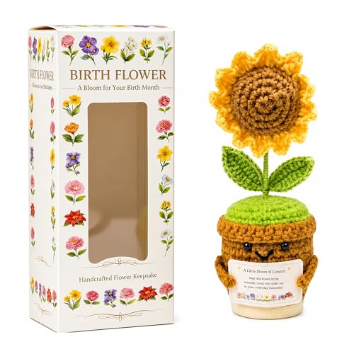 August Birth Flower Sunflower Crochet Potted Plant Gift Handmade Style