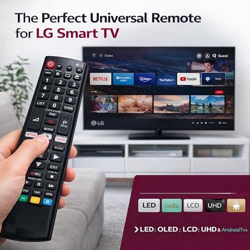 Image of Original Remote Control Compatible with LG Smart TV - Universal Replacement for LED, OLED, LCD, UHD & Android TVs | AKB75095303 Model | Plug & Play Non-Voice Remote (Black)