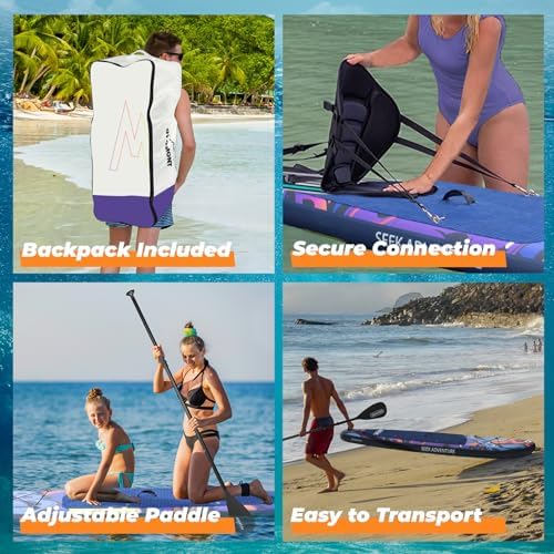 Bild 2 - Overmont Aufblasbares SUP Board Set - Stand Up Paddle Board mit Paddleboard Zubehör - Einschließlich Verstellbares Paddel Pumpe Abnehmbarer Flosse Surfboard Leash Wasserdichter Taschenrucksack